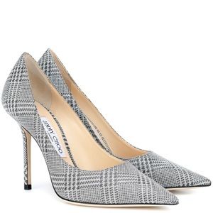 Jimmy Choo Glittered Plaid Leather Pumps